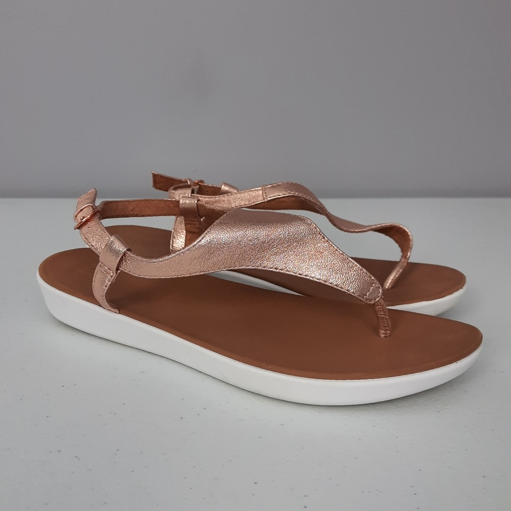 Fitflop Lainey Slingback Sandals Rose Gold Metallic Leather size 9